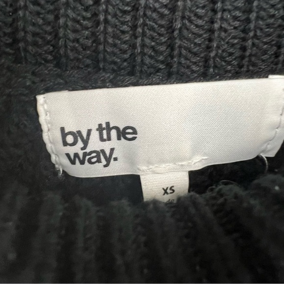 Revolve Superdown Sena Side Tie Top Split Knit Black High Neck - Picture 4 of 10